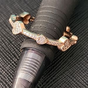 Pandora Rose Gold Pave Hearts Ring Size 60